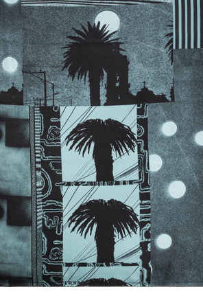 Versace Silk scarf with "Sunset Palms" print