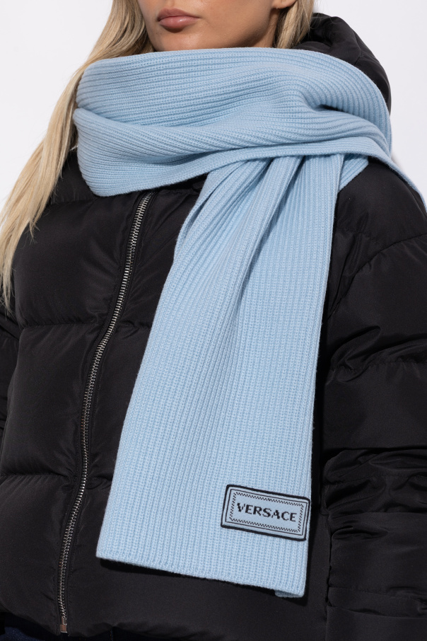 Versace Bufanda de lana con parche con el logo