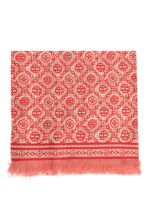 Scarf with raw edge finish od Tory Burch