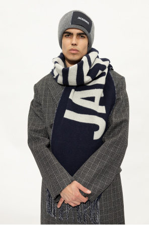 Jacquemus NAVY BLUE Wool scarf with logo
