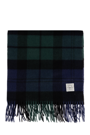 Cashmere scarf with check pattern