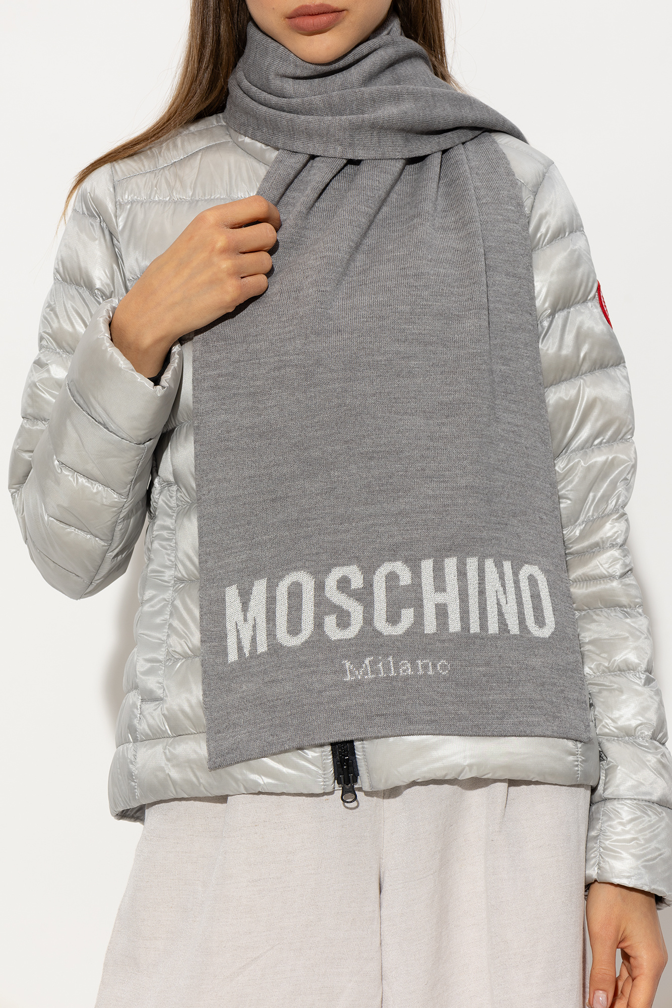 Grey Wool scarf with logo Moschino - Vitkac Canada