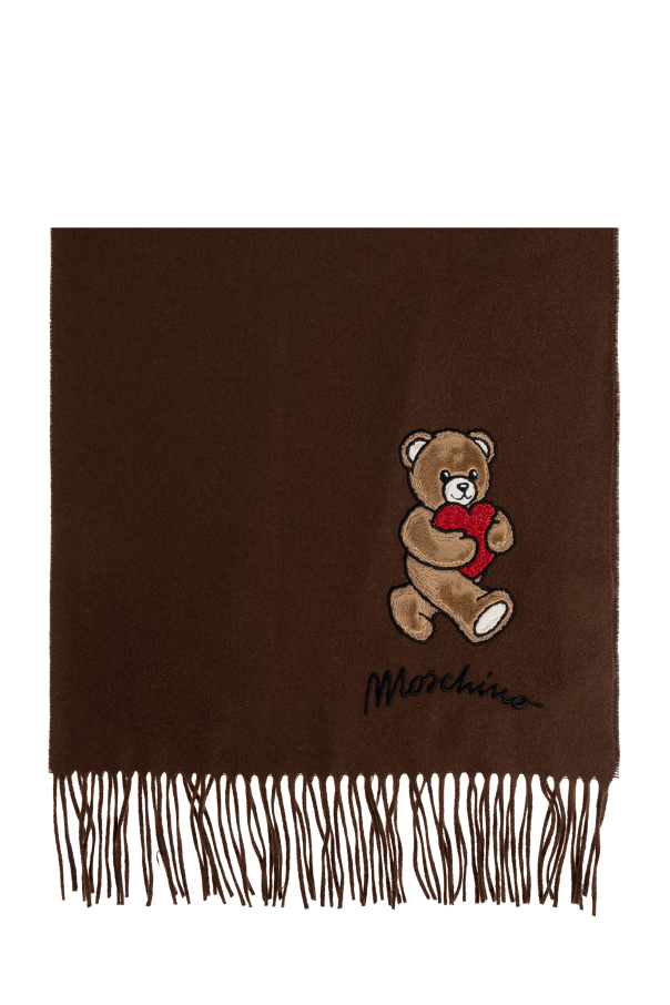 Wool scarf with a distinctive bear motif od Moschino