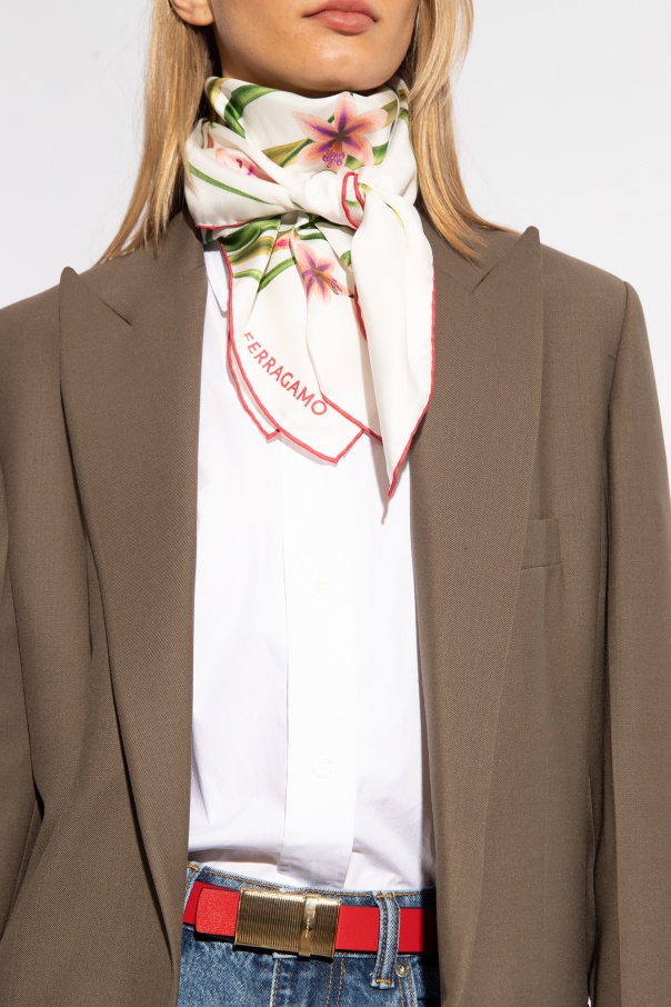 FERRAGAMO Silk shawl with floral motif