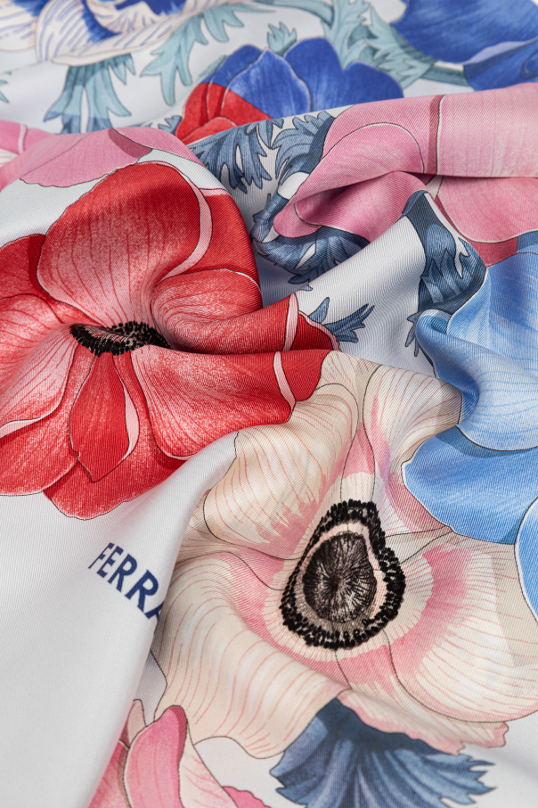 FERRAGAMO Silk scarf with floral motif