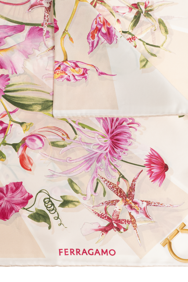 FERRAGAMO Silk scarf with floral motif