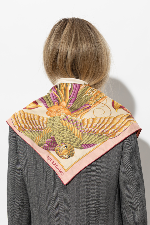 FERRAGAMO Silk scarf with floral motif