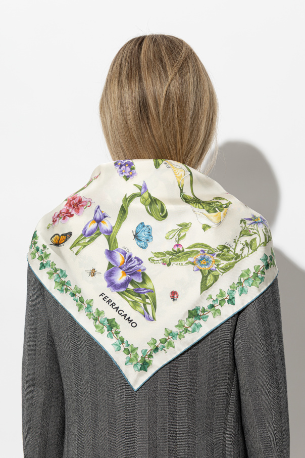 FERRAGAMO Silk scarf with floral motif