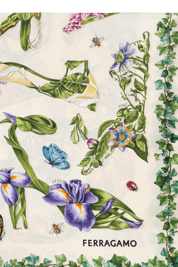 FERRAGAMO Silk scarf with floral motif