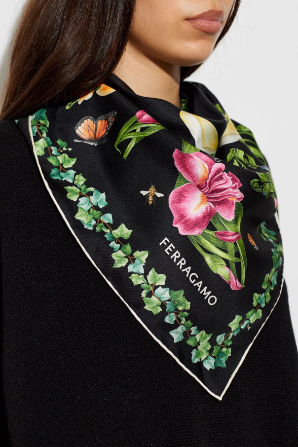 FERRAGAMO Silk scarf with floral motif
