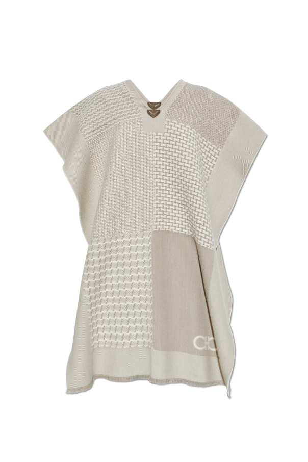 Wool poncho with logo od FERRAGAMO