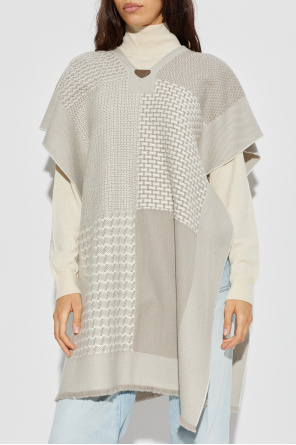 FERRAGAMO Wool poncho with logo