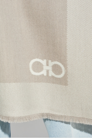 FERRAGAMO Wool poncho with logo