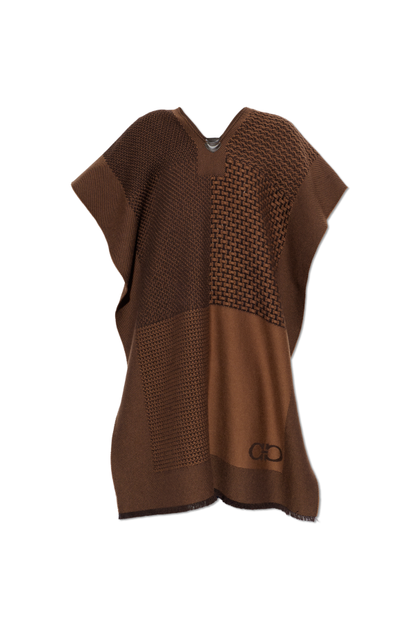 Wool poncho with logo od FERRAGAMO