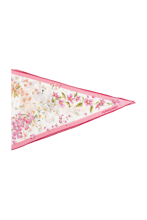 Asymmetrical scarf with floral motif od FERRAGAMO