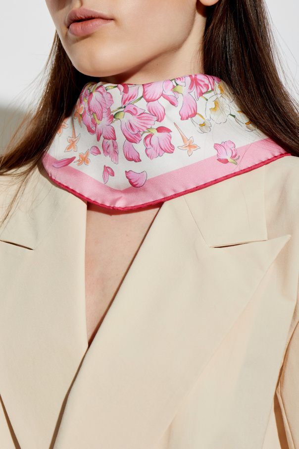 FERRAGAMO Asymmetrical scarf with floral motif
