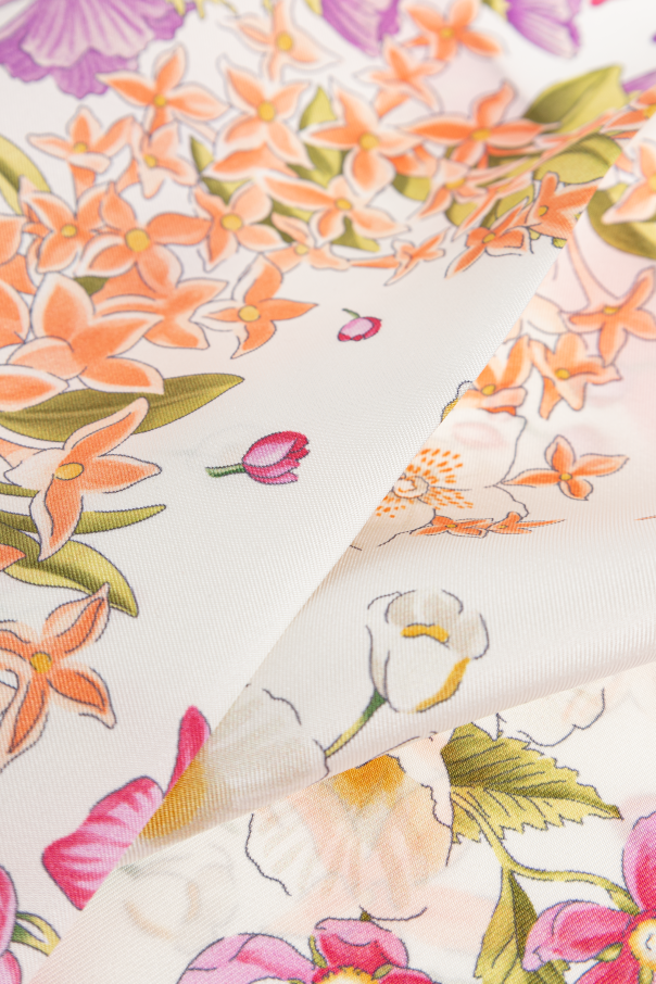 FERRAGAMO Asymmetrical scarf with floral motif