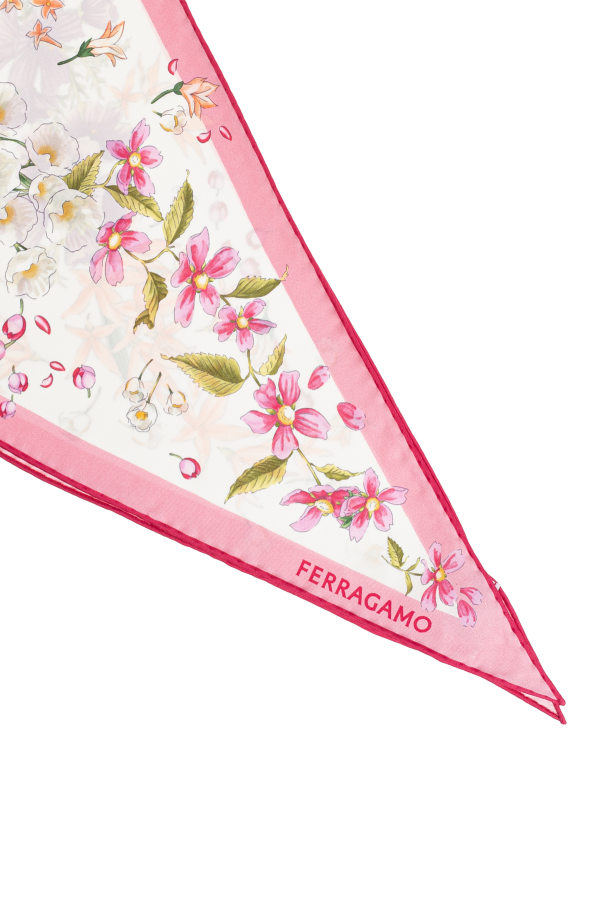 FERRAGAMO Asymmetrical scarf with floral motif