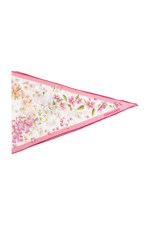 Asymmetrical scarf with floral motif