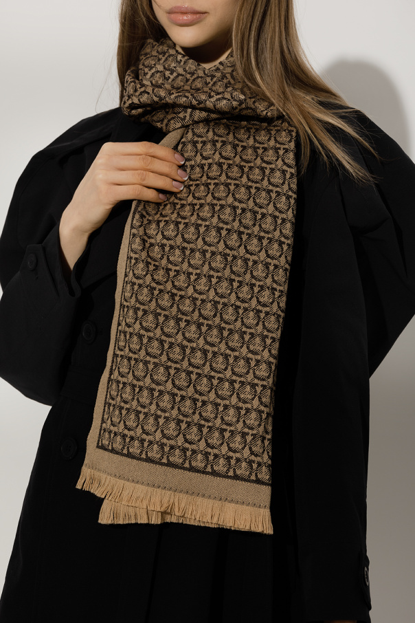 FERRAGAMO Monogrammed wool scarf