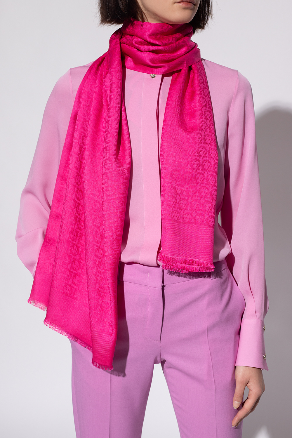 Pink Monogrammed wool scarf Balmain - Vitkac France