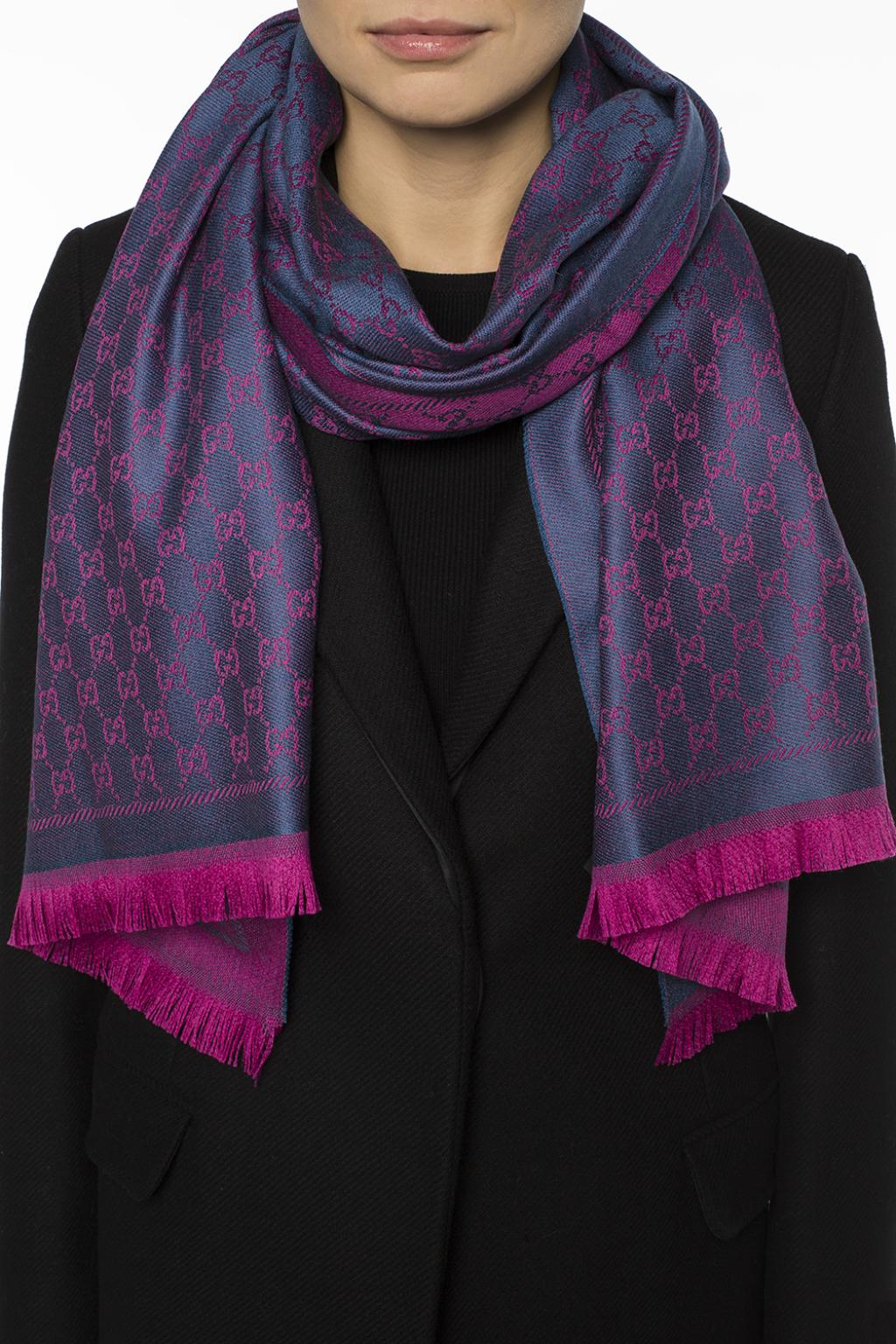 pink and blue gucci scarf