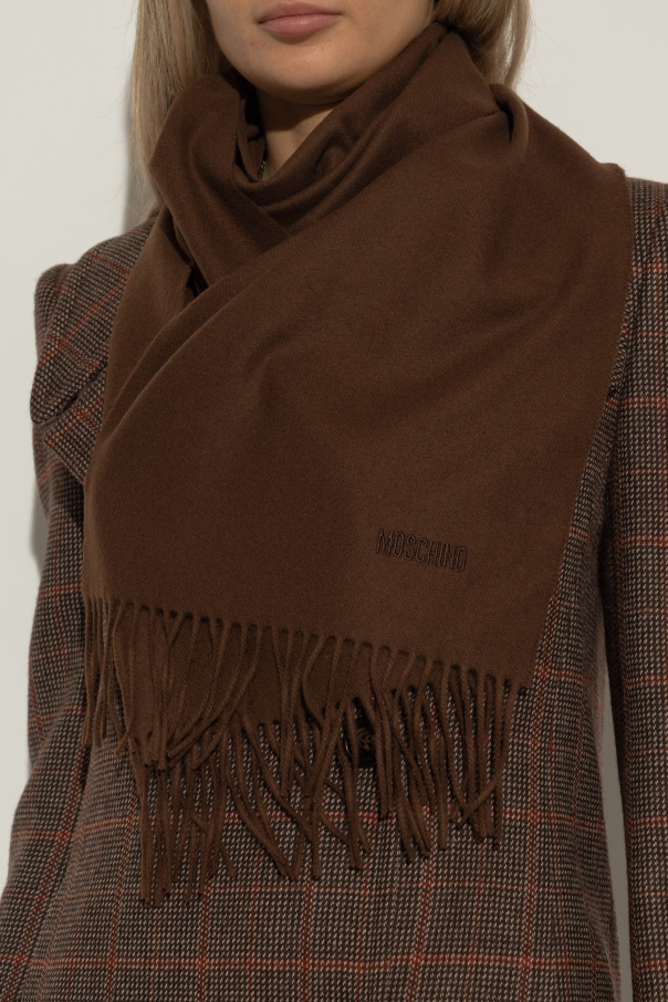 Moschino Wool scarf with embroidered logo