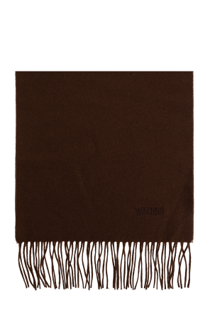 Wool scarf with embroidered logo