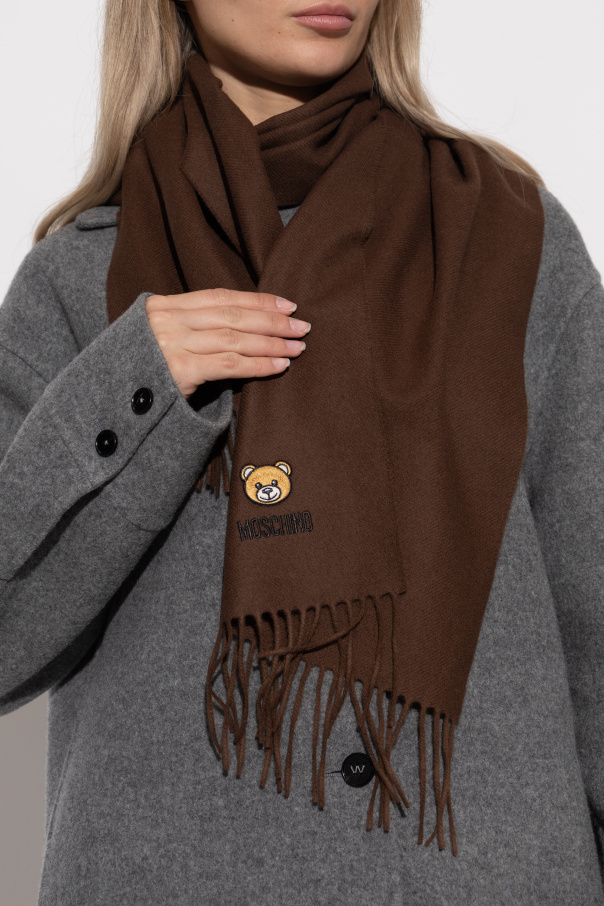 Moschino Wełniany szal z logo