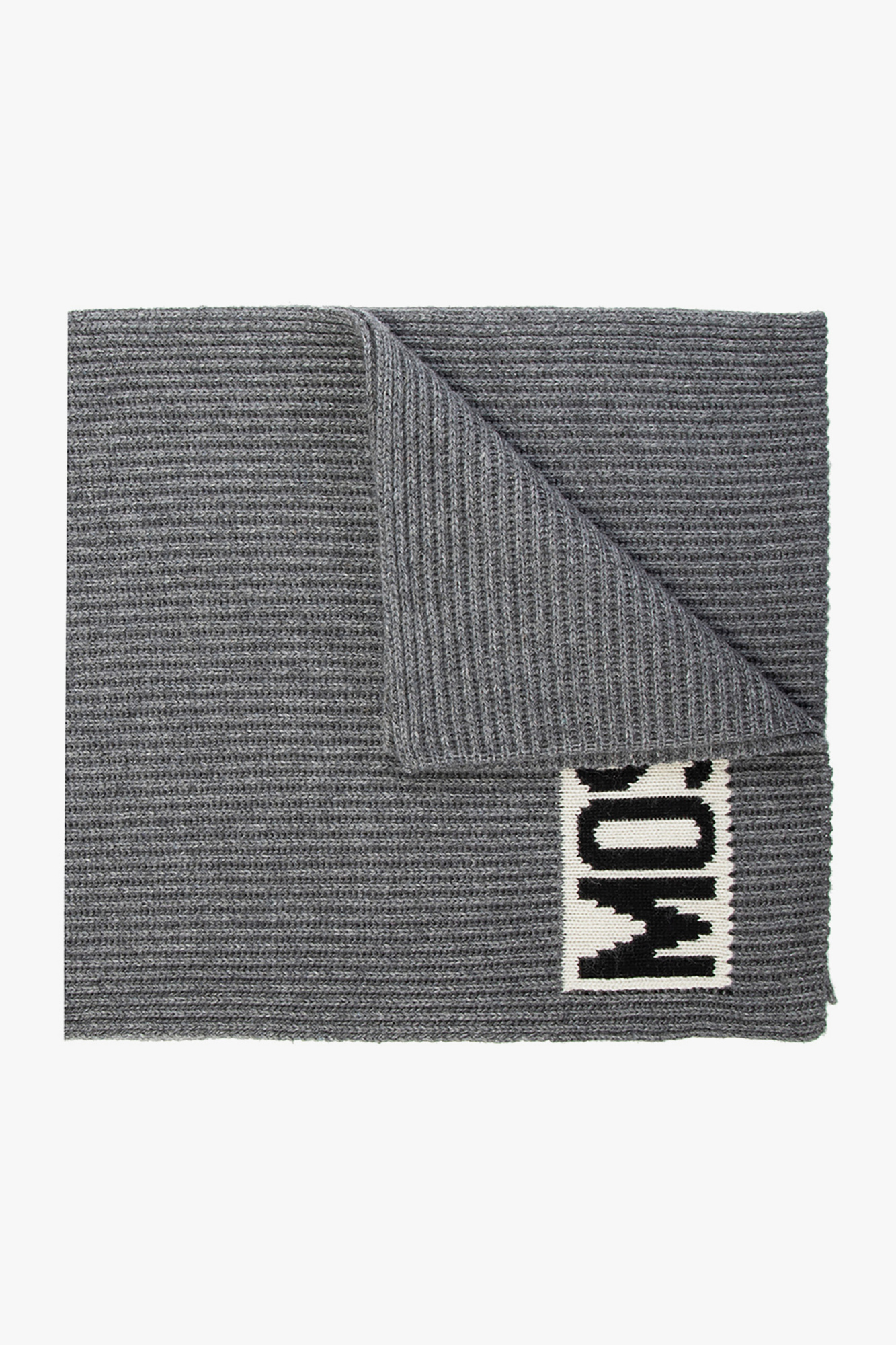 Moschino Rib-knit scarf with logo