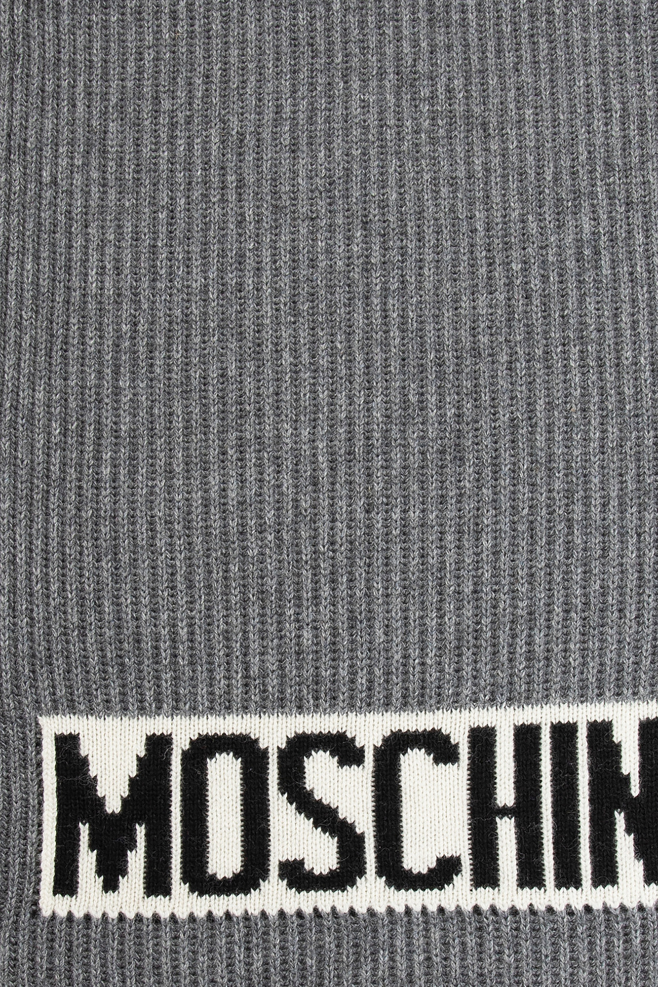 Moschino Rib-knit scarf with logo