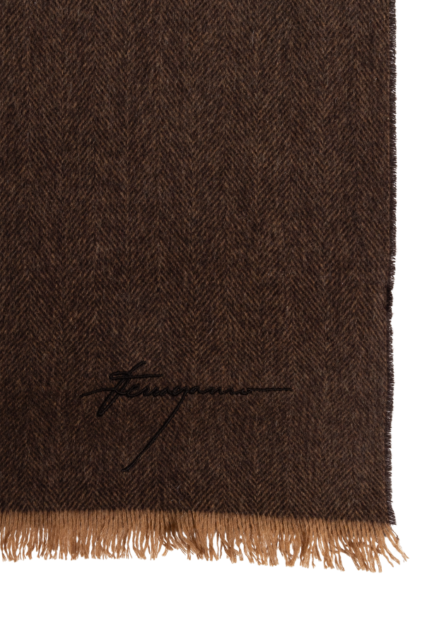 FERRAGAMO Cashmere scarf with embroidered logo