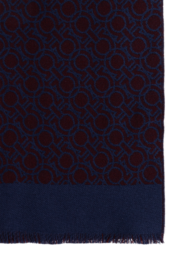 FERRAGAMO Wełniany szal z monogramem