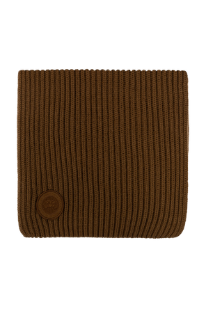 Wool scarf with stitched logo