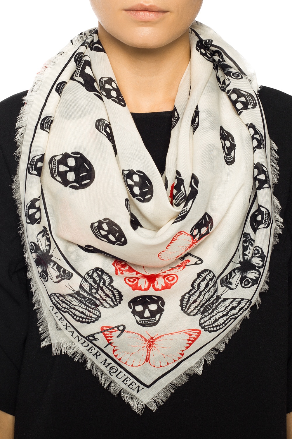 alexander mcqueen skull and butterfly scarf