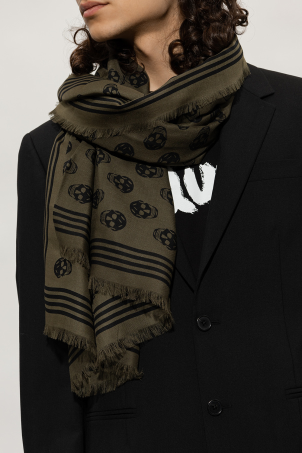 Alexander McQueen alexander mcqueen logo intarsia wool and cashmere shawl