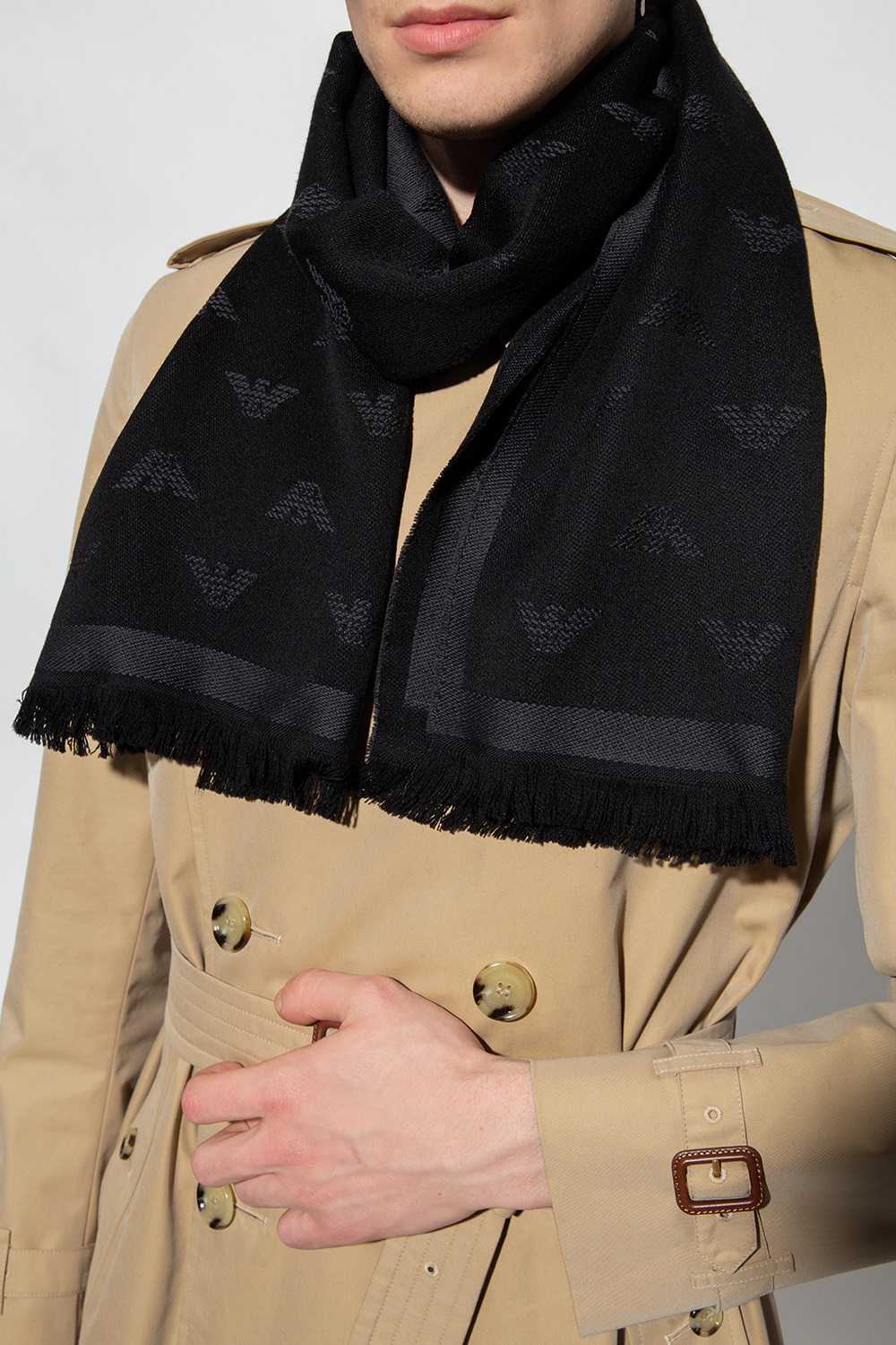 Emporio Armani Wool scarf with logo