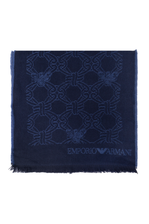 Wełniany szal z logo od Emporio Armani