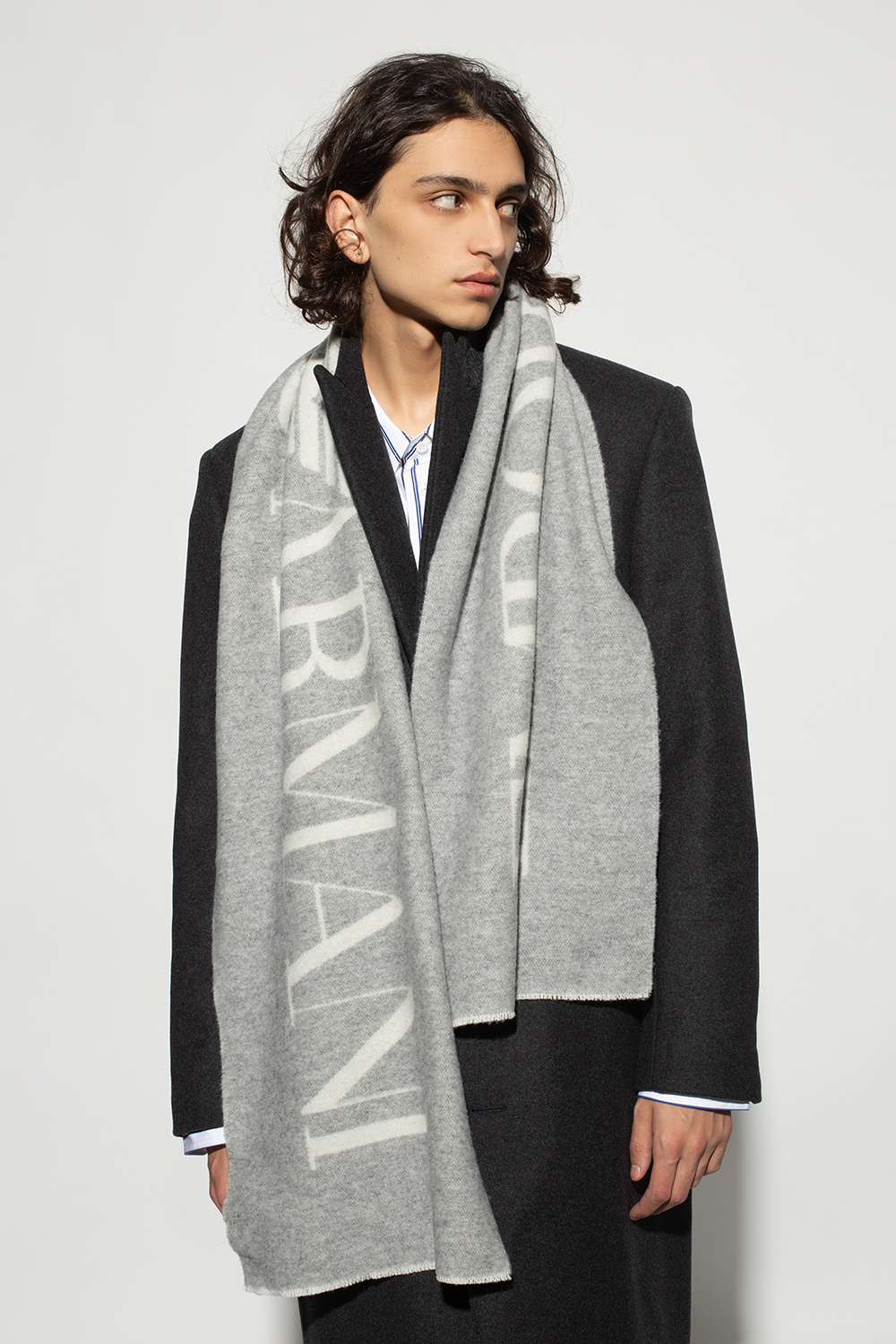 Emporio Armani Wool scarf with logo