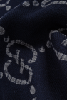 Gucci NAVY BLUE Wool scarf with logo