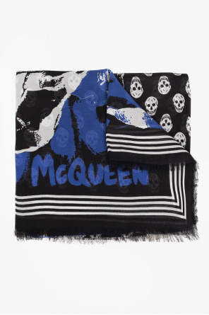 Alexander McQueen mushroom-print detail scarf Schwarz