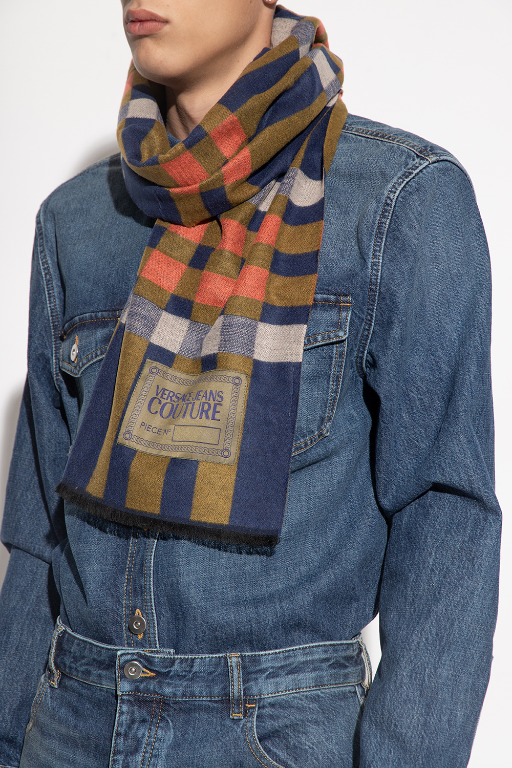 Versace Jeans Couture Checked scarf