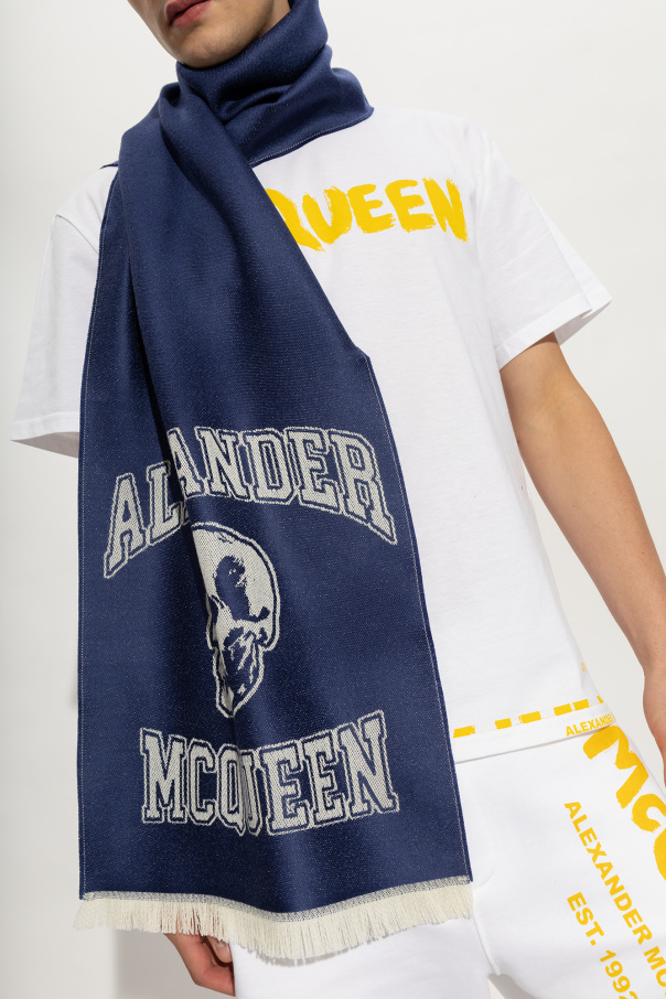 Alexander McQueen Wełniany szal z logo