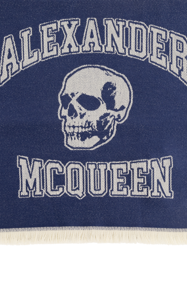Alexander McQueen Wełniany szal z logo