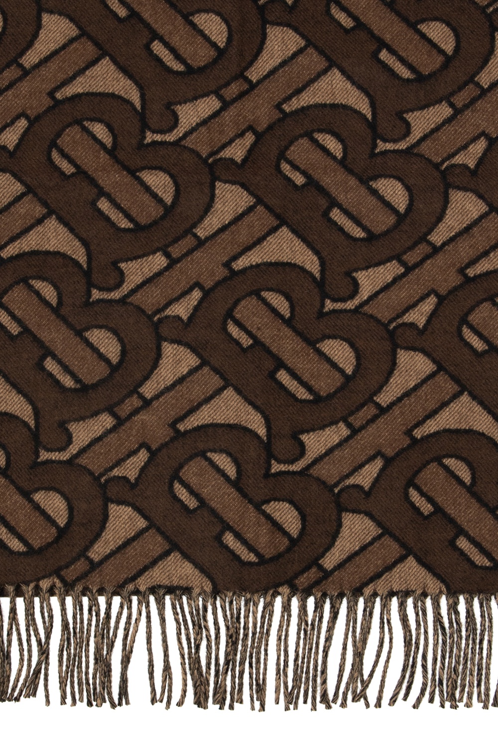 Burberry Brown Cashmere Jacquard Monogram Scarf In Dark Mocha