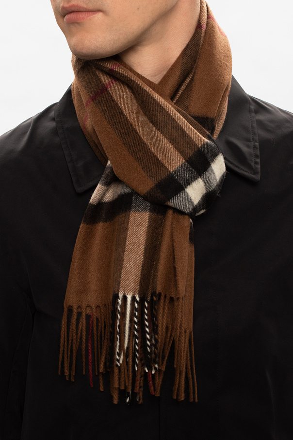 Check Cashmere Scarf in Birch Brown | Burberry® Official