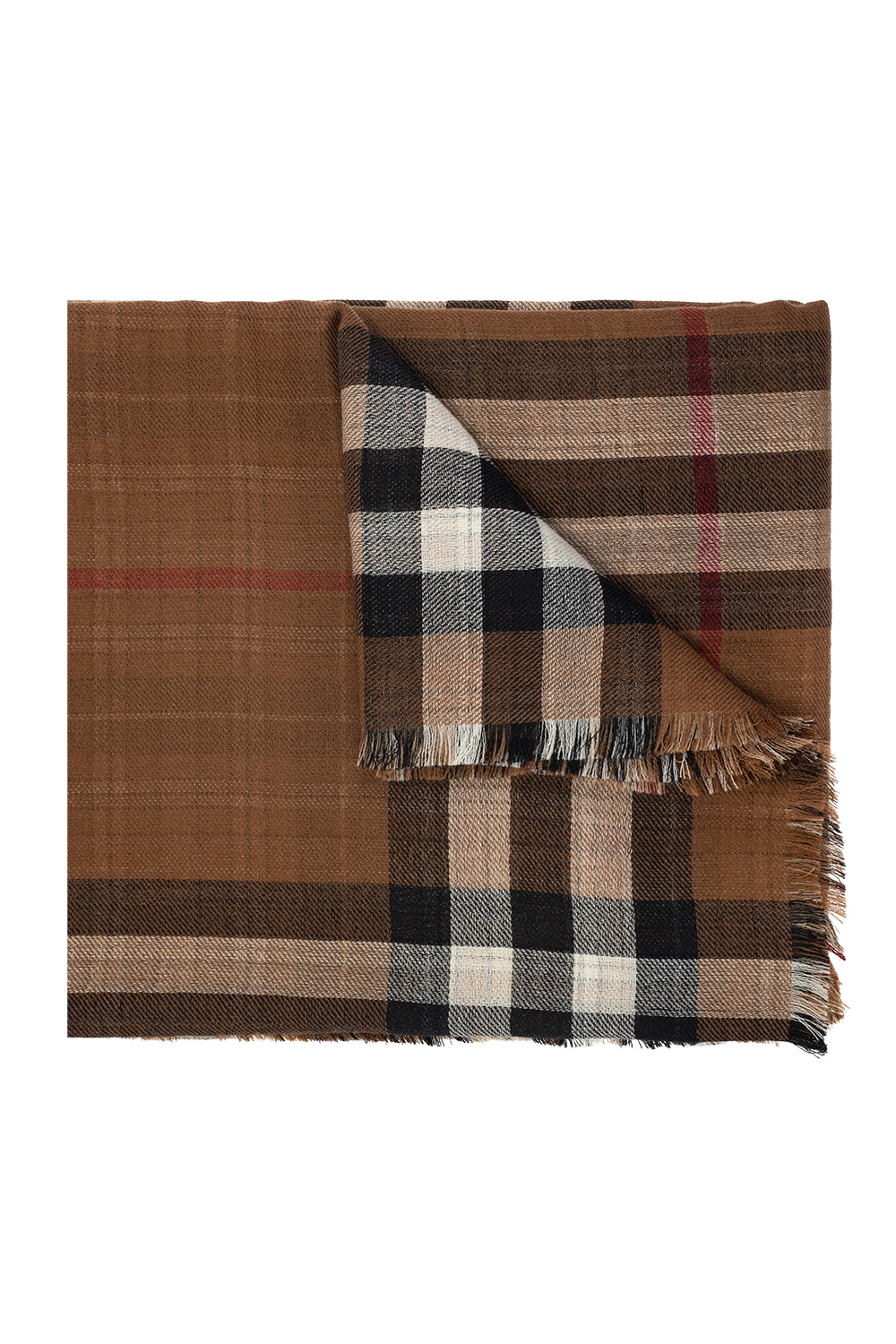 Burberry Check Patterned Cashmere Scarf in Black