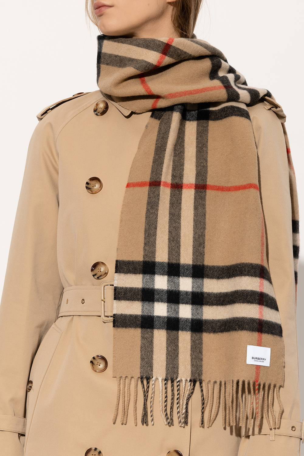 burberry bambini Reversible cashmere scarf