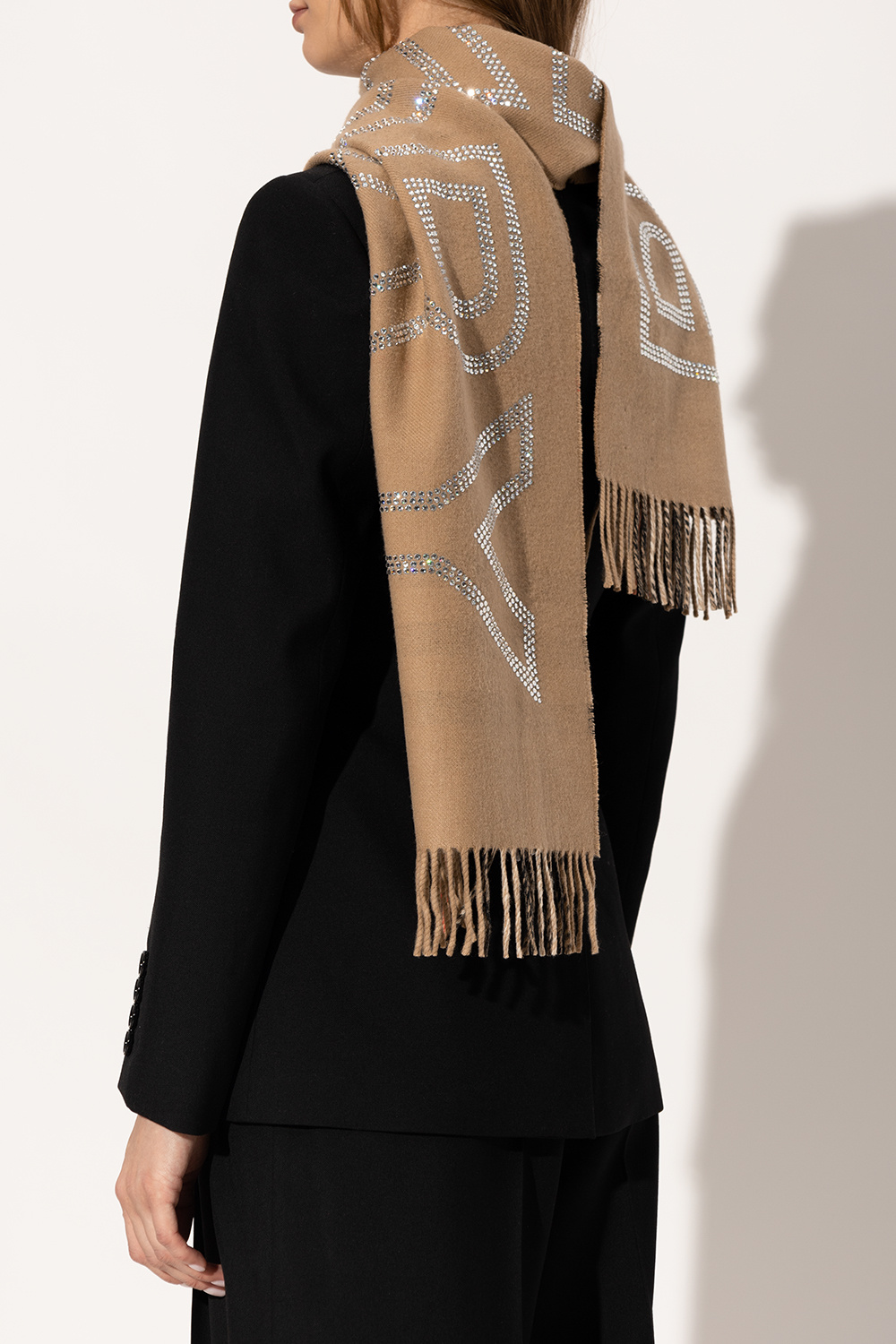 burberry tie-cuff Reversible scarf with crystals