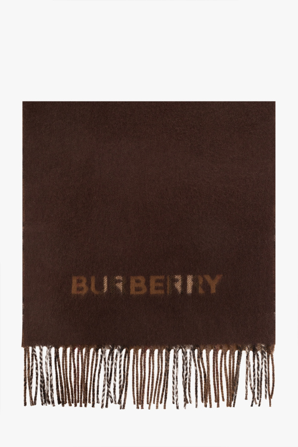 Burberry Heart Print Giant Check Reversible Cashmere Scarf